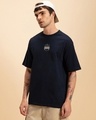Shop Men's Navy Blue The Dark Knight Graphic Printed Oversized T-shirt-Full