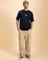 Shop Men's Navy Blue The Dark Knight Graphic Printed Oversized T-shirt