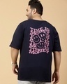 Shop Men's Navy Blue Typography Plus Size T-shirt-Front