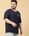 Shop Men's Navy Blue Typography Plus Size T-shirt-Full