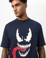 Shop Men's Navy Blue Venom Graphic Printed Oversized T-shirt