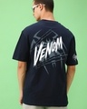 Shop Men's Navy Blue Venom Graphic Printed Oversized T-shirt-Front