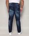 Shop Men's Navy Blue Washed Distressed Plus Size Jeans-Design