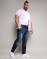 Shop Men's Navy Blue Washed Distressed Plus Size Jeans-Full