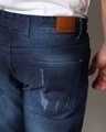 Shop Men's Navy Blue Washed Distressed Plus Size Jeans