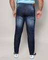 Shop Men's Navy Blue Washed Embroidered Patched Plus Size Jeans-Design