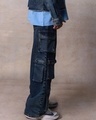 Shop Men's Navy Blue Washed Baggy Oversized Cargo Jeans-Design