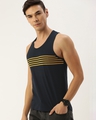 Shop Men's Blue & Yellow Striped Slim Fit Vest-Design