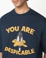 Shop Men's Navy Blue You Are Despicable Graphic Printed Oversized T-shirt