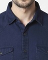 Shop Men's Navy Casual Twill Over Dyed Slim Fit Shirt