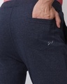 Shop Men's Navy Melange Slim Fit Trackpant