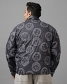 Shop Men's Navy Blue All Over Printed Oversized Plus Size Jacket-Design