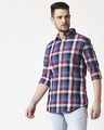 Shop Men's Navy Slim Fit Casual Check Shirt-Design