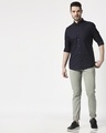 Shop Men's Navy Slim Fit Casual Oxford Shirt-Full
