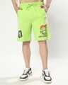 Shop Men's Neon Green Duds Anime Girl Graphic Printed Relaxed Fit Shorts-Front