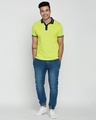 Shop Men's Neon Lime-Navy Sporty Sleeve Panel Polo T-Shirt-Full