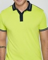 Shop Men's Neon Lime-Navy Sporty Sleeve Panel Polo T-Shirt