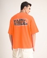 Shop Men's Neon Orange Pain Killers Puff Printed Oversized T-shirt-Full