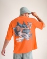 Shop Men's Neon Orange Puff Printed Oversized T-Shirt-Front