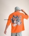 Shop Men's Neon Orange Puff Printed Oversized T-Shirt-Design
