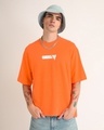 Shop Men's Neon Orange Puff Printed Oversized T-Shirt-Full