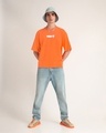 Shop Men's Neon Orange Puff Printed Oversized T-Shirt