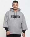 Shop Men's Grey No Mad Typography Super Loose Fit Plus Size Hoodie-Front