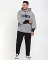 Shop Men's Grey No Mad Typography Super Loose Fit Plus Size Hoodie-Full
