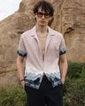 Shop Men's Nude Pink & Space Blue Textured Shirt-Front