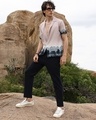 Shop Men's Nude Pink & Space Blue Textured Shirt-Full