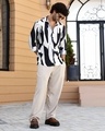 Shop Men's Obsidian Black & Daisy White Abstract Printed Shirt-Full