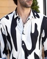 Shop Men's Obsidian Black & Daisy White Abstract Printed Shirt