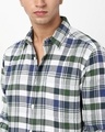 Shop Men's White & Green Checked Shirt
