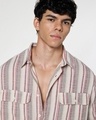 Shop Men's Off White & Dusty Pink Striped Oversized Shirt