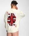 Shop Men's Off White King Deadpool Graphic Printed Oversized Sweatshirt-Front