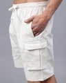 Shop Men's Off White Loose Comfort Fit Cargo Shorts-Full