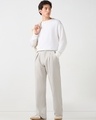 Shop Men's Off White Loose Fit Korean Pants-Full