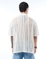 Shop Men's Off White Oversized Crochet Shirt-Design