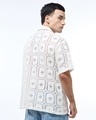 Shop Men's Off White Oversized Crochet Shirt-Design