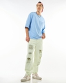 Shop Men's Off White Tapered Fit Distressed Jeans-Full