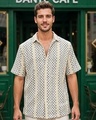 Shop Men's Off White Textured Oversized Shirt-Front