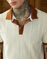 Shop Men's Off White Textured Polo T-shirt