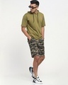 Shop Men's Olive AOP Camo Printed Shorts-Full