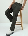 Shop Men's Olive Baggy Straight Fit Jeans-Front