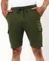 Shop Men's Olive Basic Cargo Shorts-Front