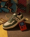 Shop Mens RetroMix Olive Groove Color Block Low Top Sneakers-Front