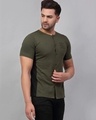 Shop Men's Olive Green & Black Color Block Slim Fit T-shirt-Design