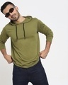 Shop Men's Olive Branch Full Sleeve Hoodie T-shirt-Front