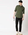 Shop Men's Olive Casual Slim Fit Over Dyed Shirt-Full