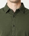 Shop Men's Olive Casual Slim Fit Over Dyed Shirt